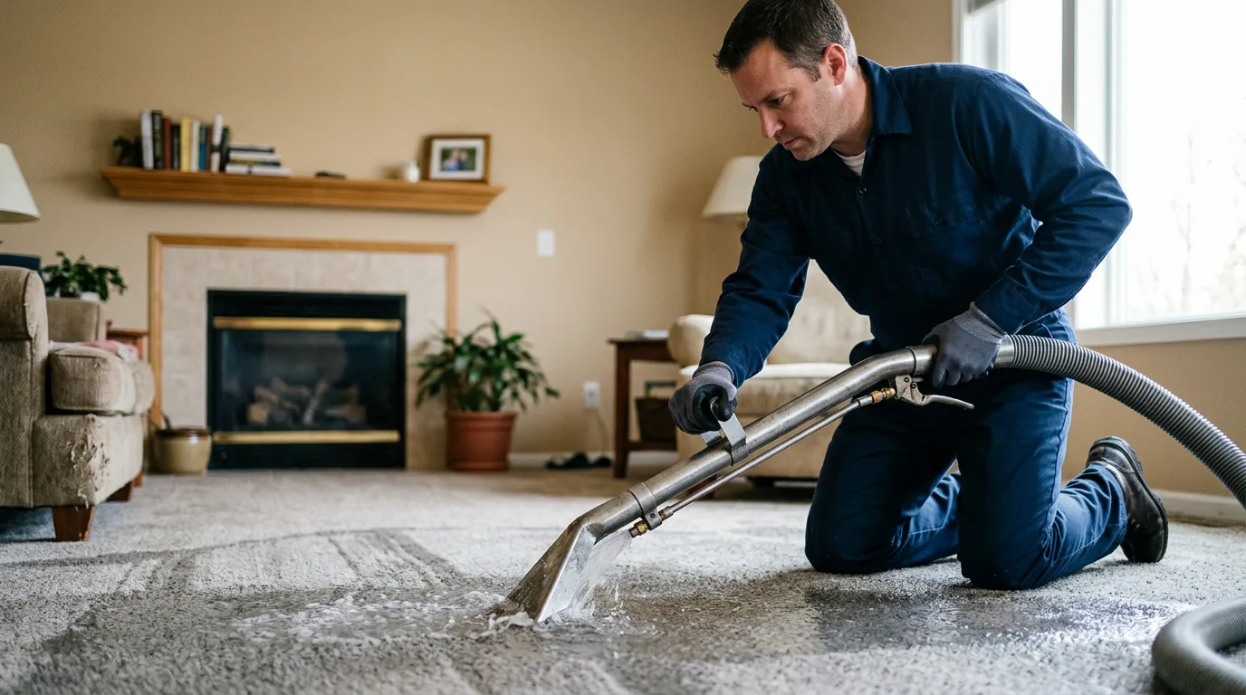 Water damage restoration technician working near West Point, IL